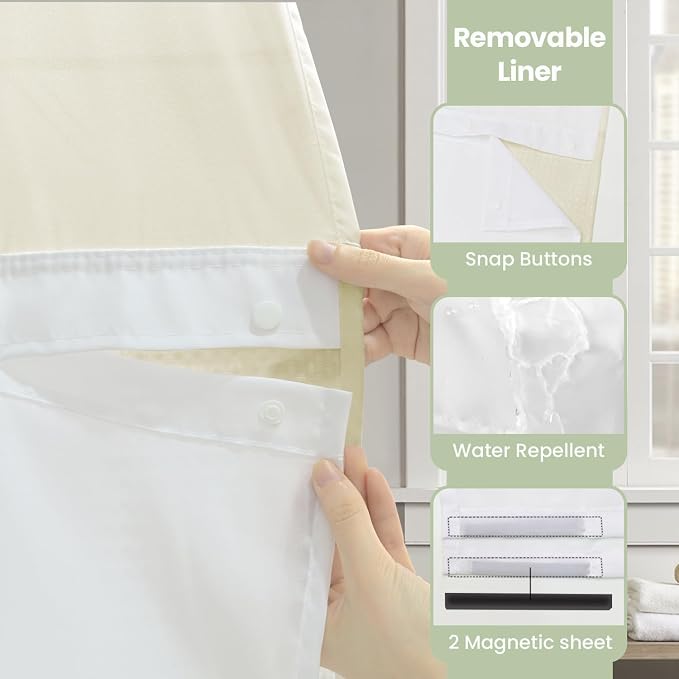 Inhousolu Extra Long No Hook Shower Curtain - Image 5