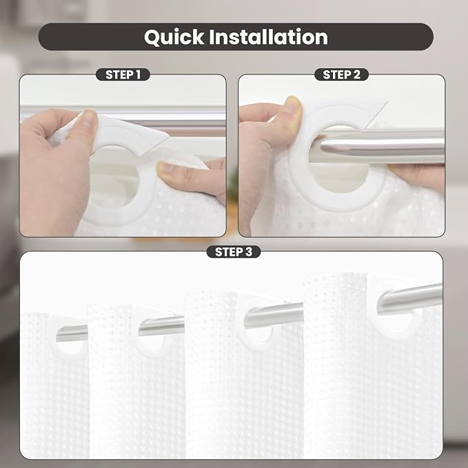 Inhousolu No Hook Waffle Weave Shower Curtain - Image 2