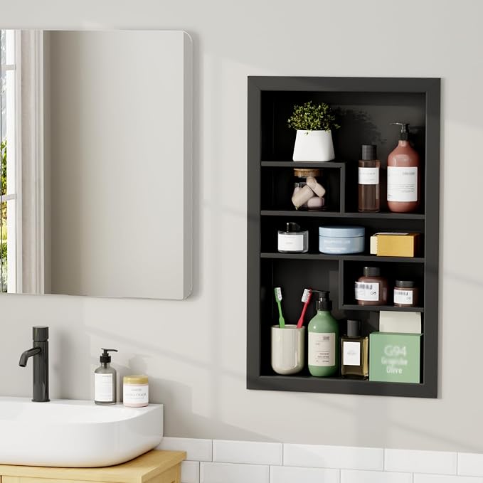 Stainless Steel Recessed Medicine Cabinet 14 * 24, Rust-proof Metal Wall Niche by GIKLUX