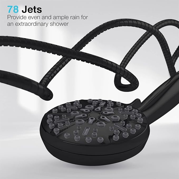 Matt Black Shower Head with Handheld Spray High Pressure-Multifunction Strong - Image 5