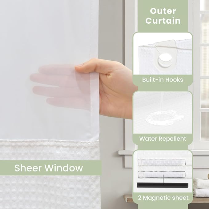 Inhousolu No Hook Shower Curtain - Image 4