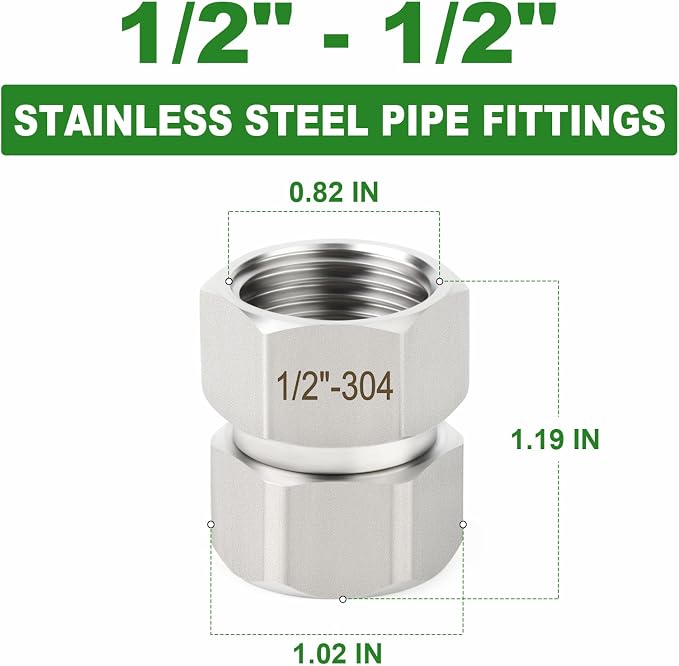 TAISHER 2PCS 304 Stainless Steel Flexible Movable Connector, 1/2" Female - Image 3