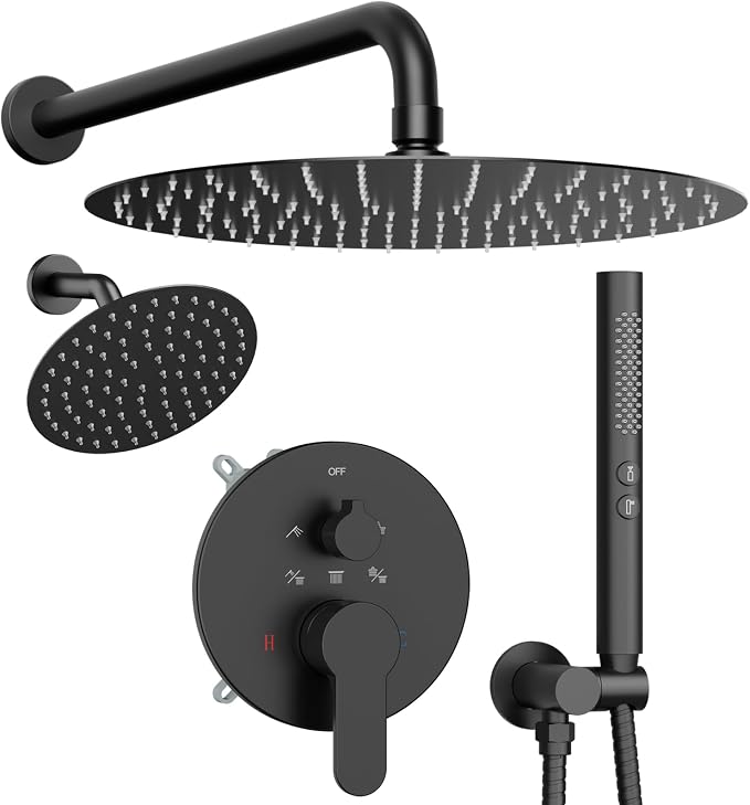 Shower Systems STARBATH 12+6" Round Dual Rainfall Shower Head by STARBATH