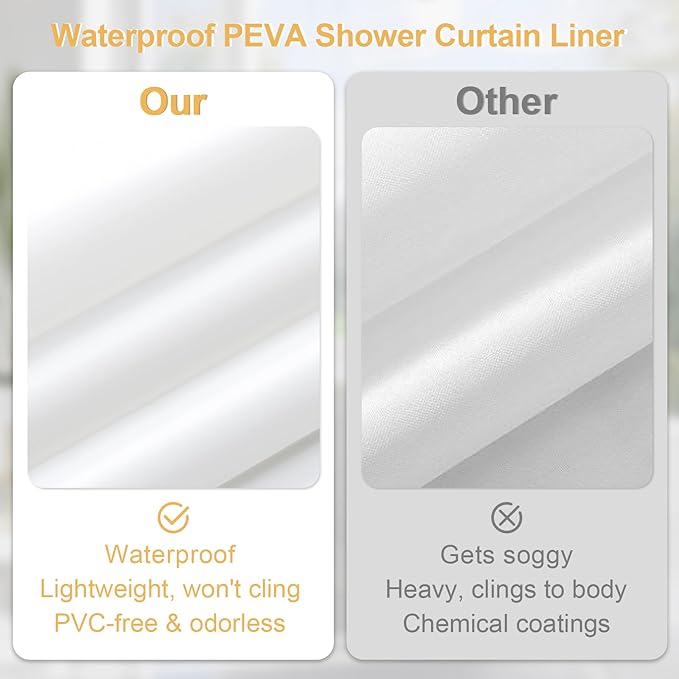 3 in 1 Extra Long Yellow Shower Curtain Set-72 W x 84 H, Modern Waffle and PEVA - Image 5