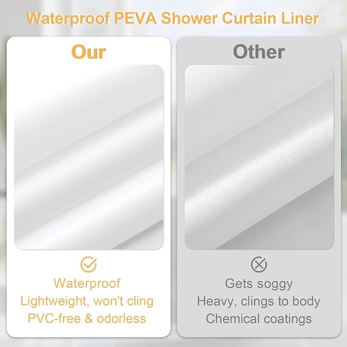 3 in 1 Extra Long Shower Curtain Set-72 W x 84 H, Sage Green Waffle and PEVA - Image 5