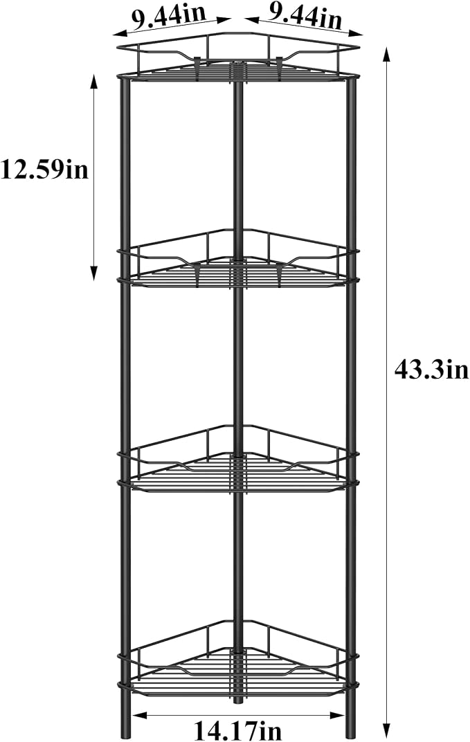 4 Tier Floor Standing Corner Shower Caddy Organizer Shelf - Image 7