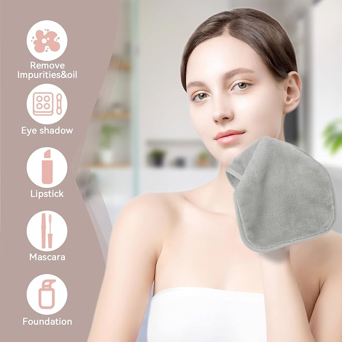 Nugilla Makeup Remover Cloths, 8 Packs Makeup Remover Towels Reusable Face Wash - Image 2