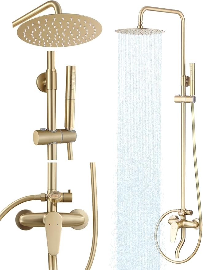 Outdoor Shower Kit Gold, Exposed Shower System by Unknown