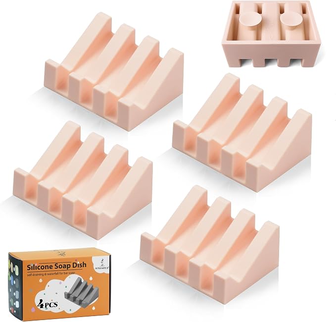 Silicone Soap Dish with Drain, Upgrade Double Suction Cups at The Bottom by AIXIAOYA