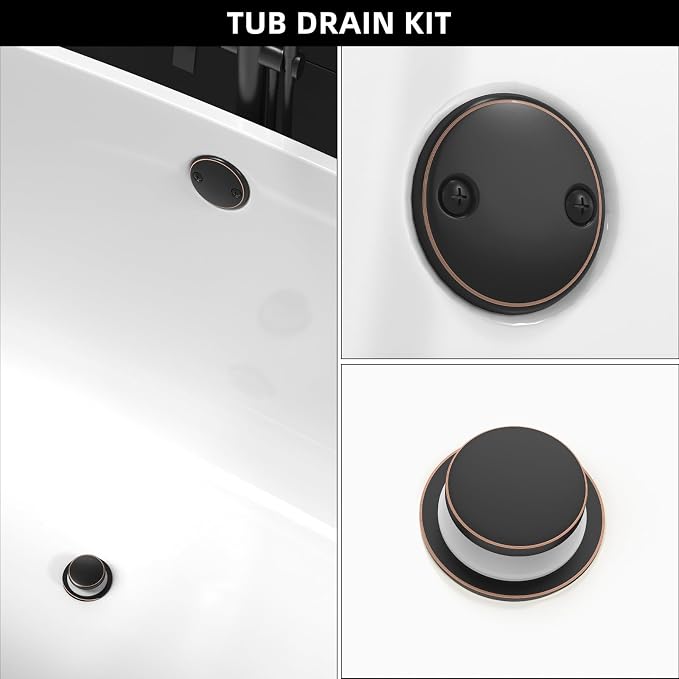 Tub Drain Kit, Tip-Toe Bathtub Drains and Overflow Kit, Bathroom Bath Tub Drain - Image 7