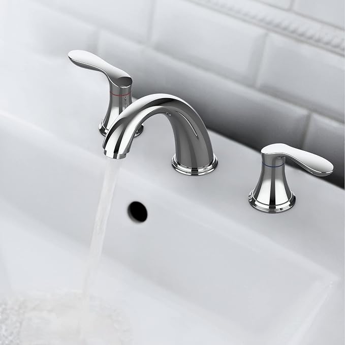 Bathroom Sink Faucet, Faucet for Bathroom Sink, Widespread Chrome Bathroom - Image 3