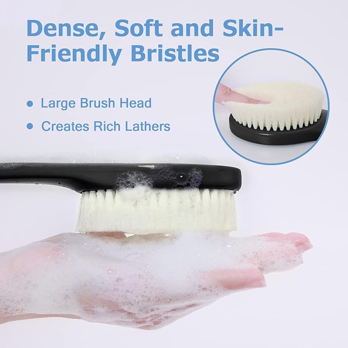 Body Back Scrubber – 17'' Long Handle Shower Brush, Durable Exfoliator - Image 2