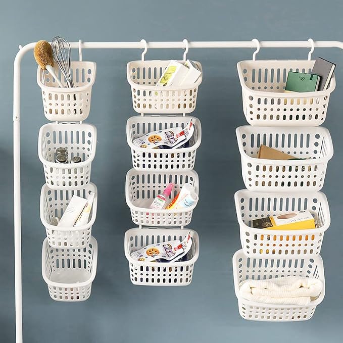 Hanging Bathroom Storage Basket – Wall-Mounted Plastic Organizer Bin - Image 2