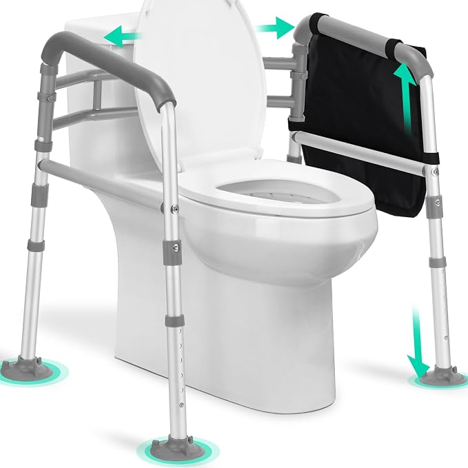 TABEKE Toilet Safety Rails for Seniors, Adjustable Height & Width Toilet Safety by TABEKEHealthCare