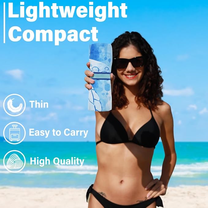 2 Pack Lightweight Thin Microfiber Beach Towel Sand Free Quick Dry Absorbent - Image 2