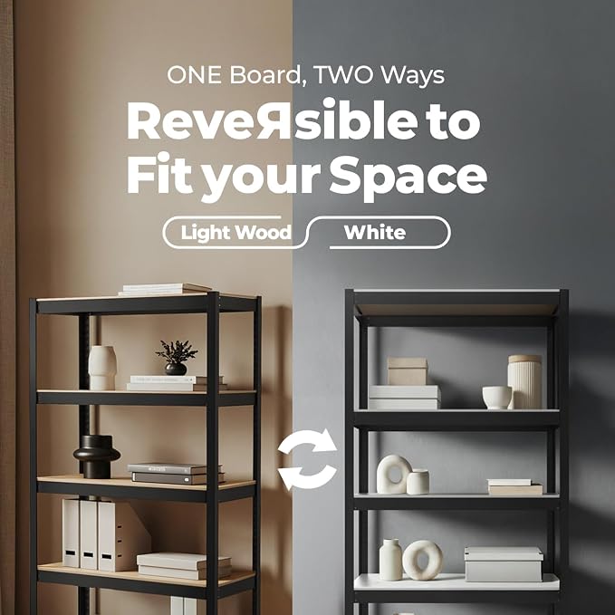 HOMEDANT House 5 Tier Laminated Metal Shelving Unit Adjustable Storage Utility - Image 5