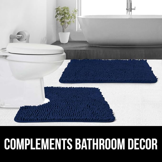 GORILLA GRIP Plush Absorbent Shaggy Chenille Bath Rug Mat - Image 9
