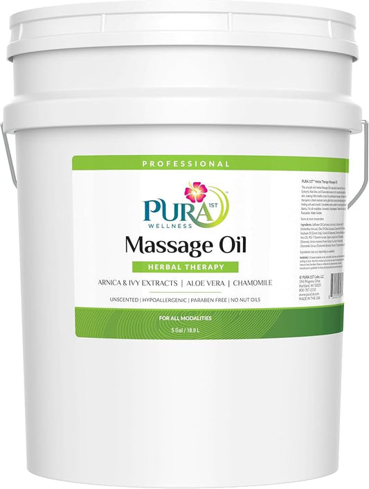 Wellness Professional Herbal Massage Oil 5 Gallon, Hypoallergenic Formula by Pura1st