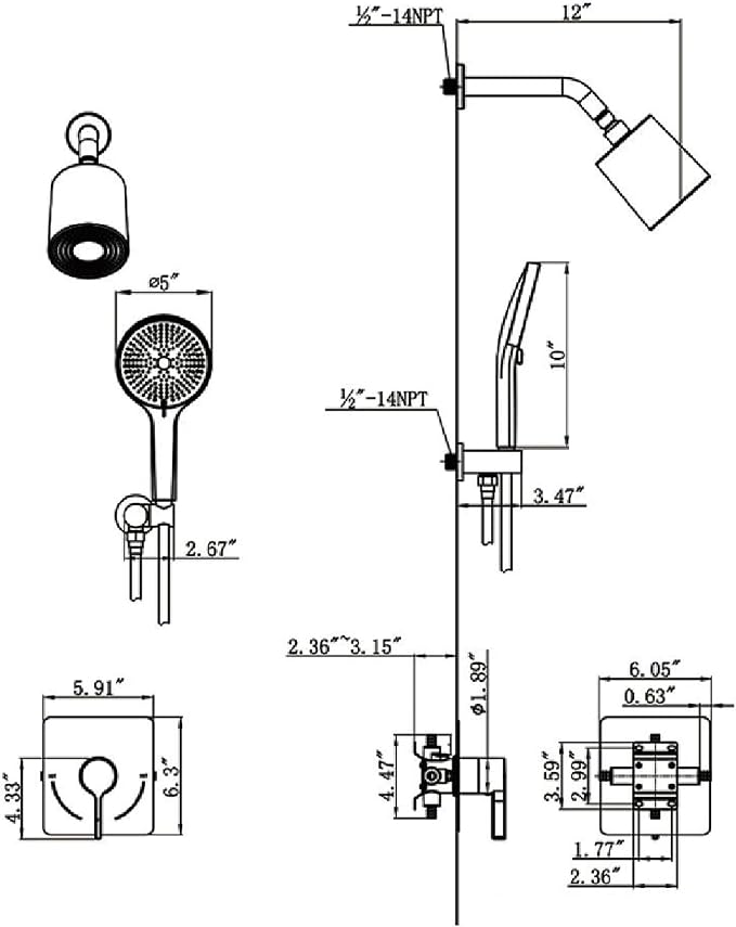 Shower Faucet Set Rain Shower System Valve Kit - Image 7