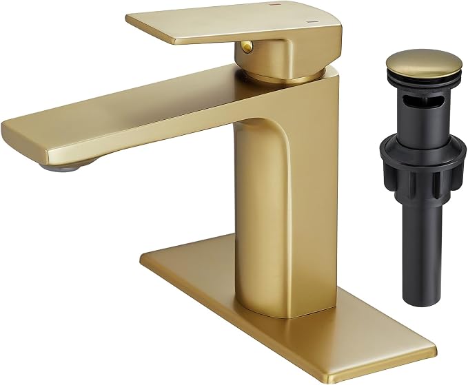 VOTON Brushed Gold Bathroom Sink Faucet Single Handle by VOTON