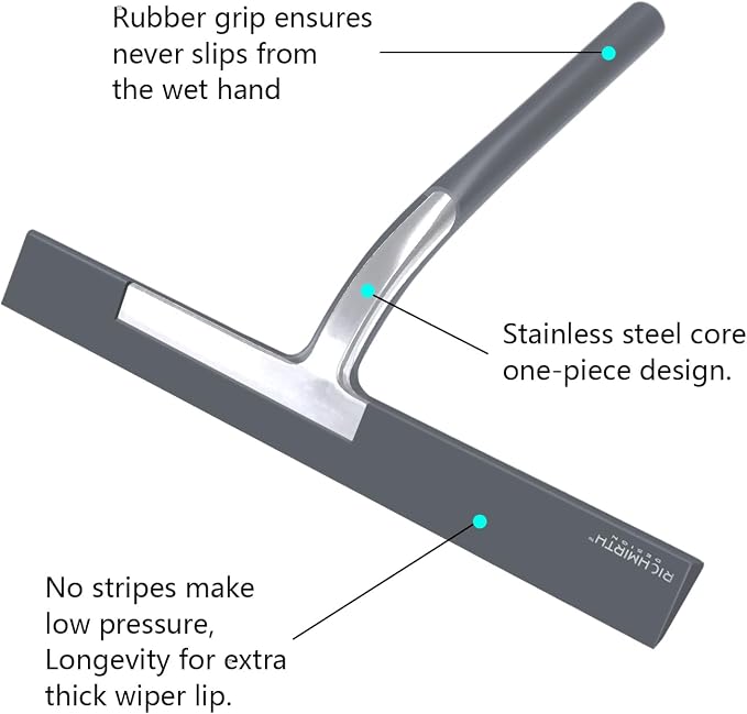 Shower Squeegee for Glass Doors, RICHMIRTH 11" Inch Width Silicone Rubber Blade - Image 3