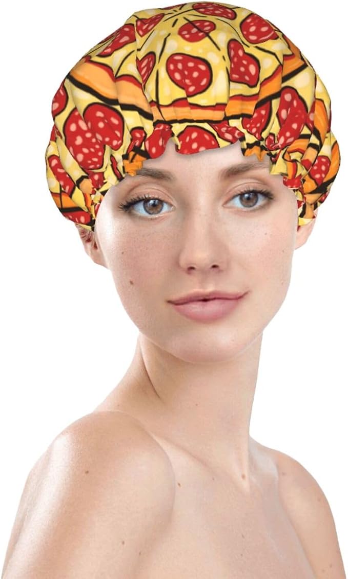 Women Girls Double Waterproof Layers Shower Cap Multifunctional Shower Hair - Image 3