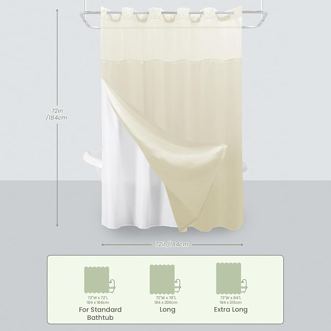 Inhousolu No Hook Shower Curtain - Image 7