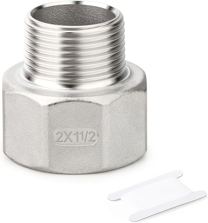 TAISHER 1PCS 304 Stainless Steel Pipe Fitting, 1-1/2" NPT Male x 2" NPT Female by TAISHER