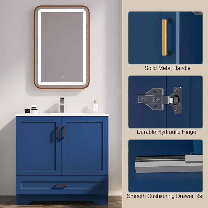 30 inch Bathroom Vanity with Sink, Modern White Vanity - Image 3