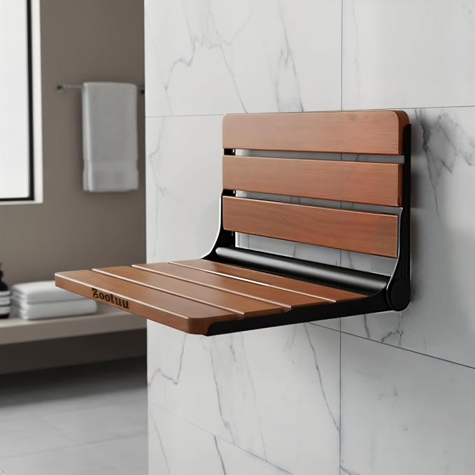 18" Folding Shower Seat Wall Mounted, Fold Down Shower Bench - Image 6