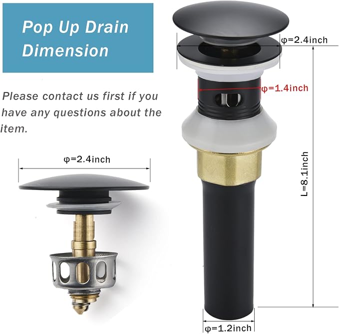 Bathroom Sink Drain, 2 Pack Drain Stopper Bathroom Sink - Image 2