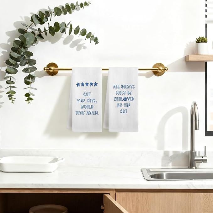 Funny Cat Kitchen Dish Towels, Cat Lover Mom Lady Gifts, Guest Bathroom Decor - Image 5