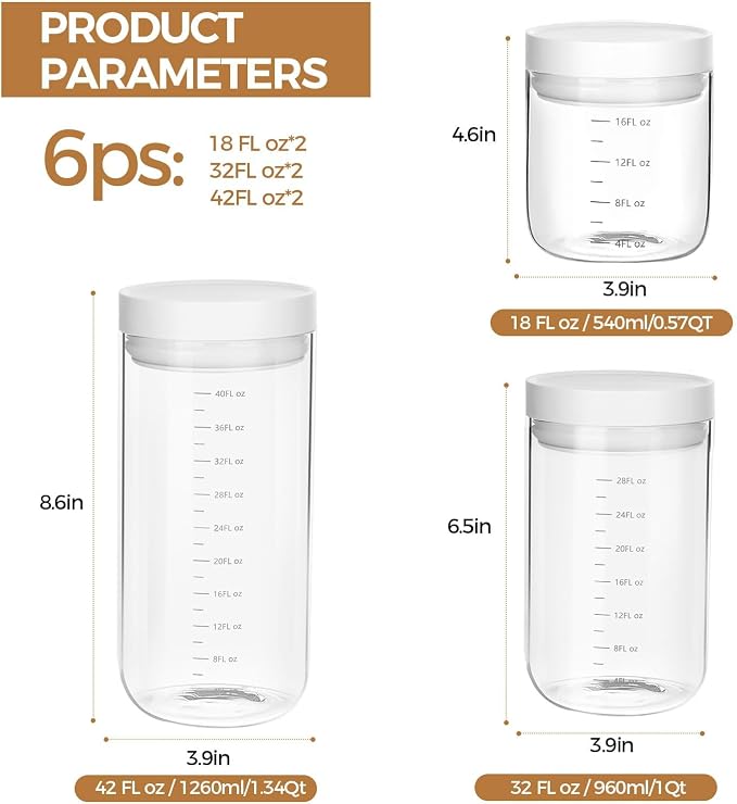 Danbark Set of 6 Mixed Sizes Airtight Glass Storage Canisters - Image 2
