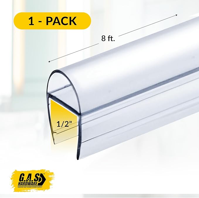 1/2" Frameless Shower Door Seal – U-Type 8 ft. Ultra-Clear Bottom & Side Drip - Image 4