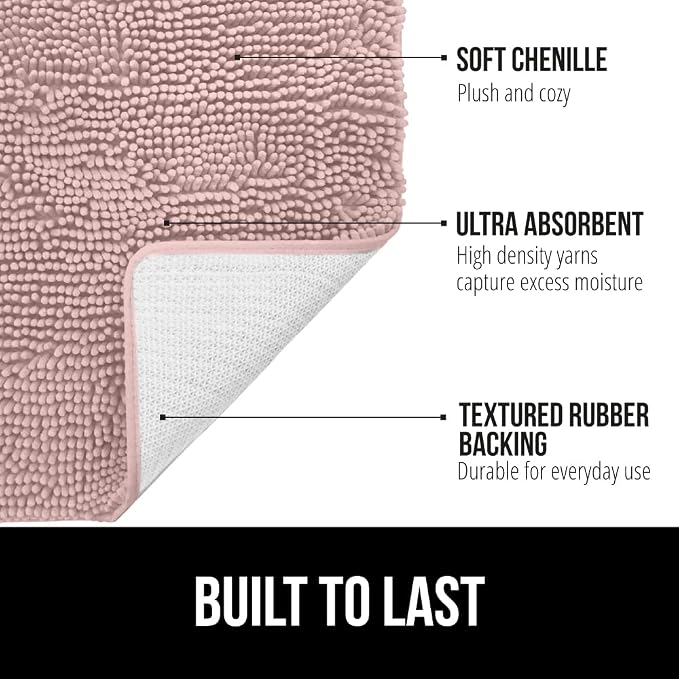 GORILLA GRIP Bath Rug Mat 44x26, Soft Absorbent Chenille, Quick Dry Microfiber - Image 2
