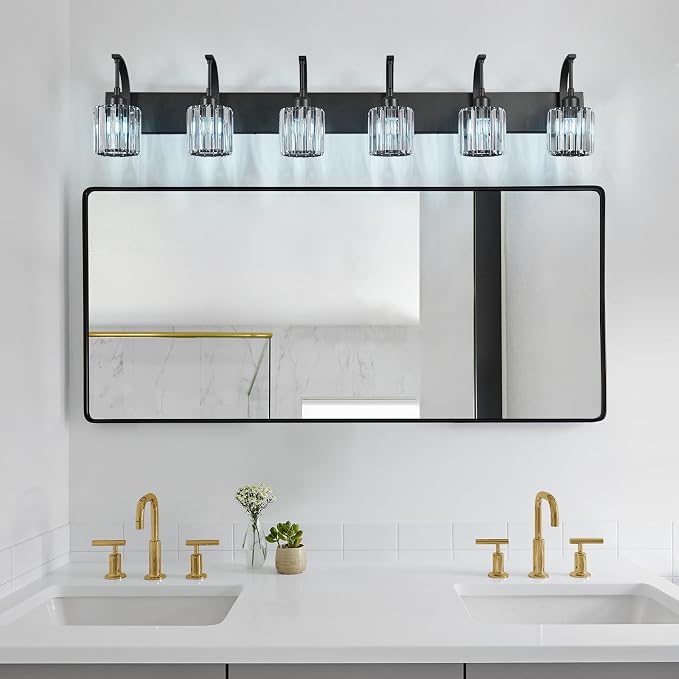 6-Light Crystal Vanity Light, 51.18" Long Over Mirror Lighting - Image 2