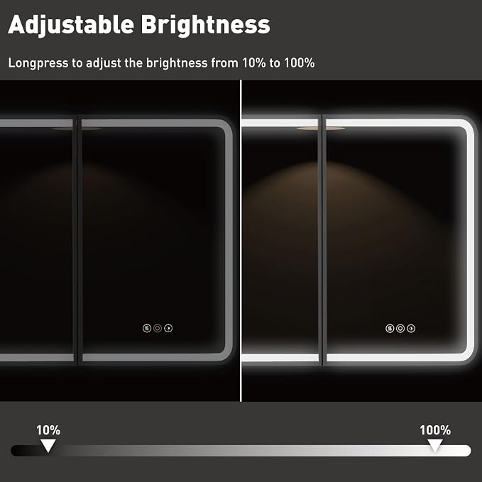 Medicine Cabinet with LED Lights and Mirror, 32 x 30 Inch Wall or Recessed - Image 5