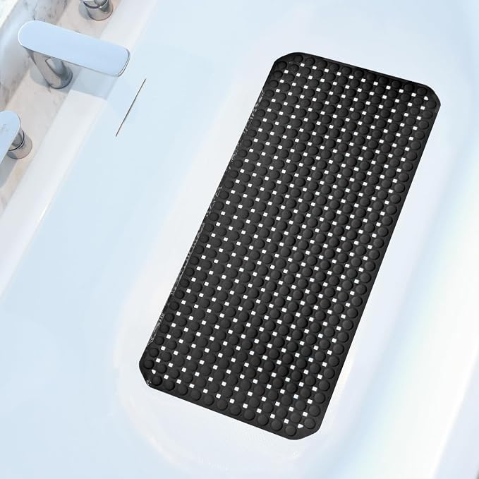 SELIBRE Rubber Bath Mat, 36 x17” TPR Black Tub Mats by 1