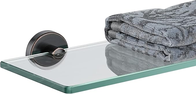 JQK Bathroom Glass Shelf Oil Rubbed Bronze, Tempered Glass Shower Storage 16 by by Homeimprovement