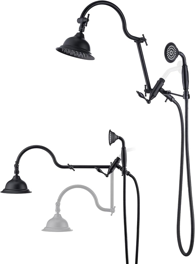 Bagnolux Solid Brass 6" High Pressure Black Rain Shower Head by BAGNOLUX