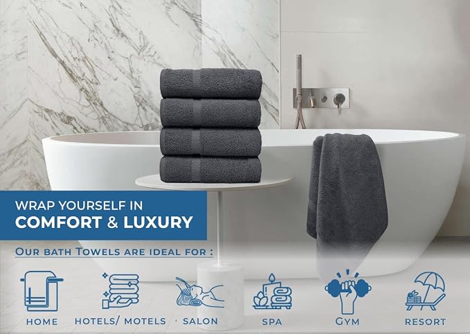 DAN RIVER Bath Towels Set of 4, 27 x 54 Inches, 100% Cotton, Larger & Lighter - Image 5
