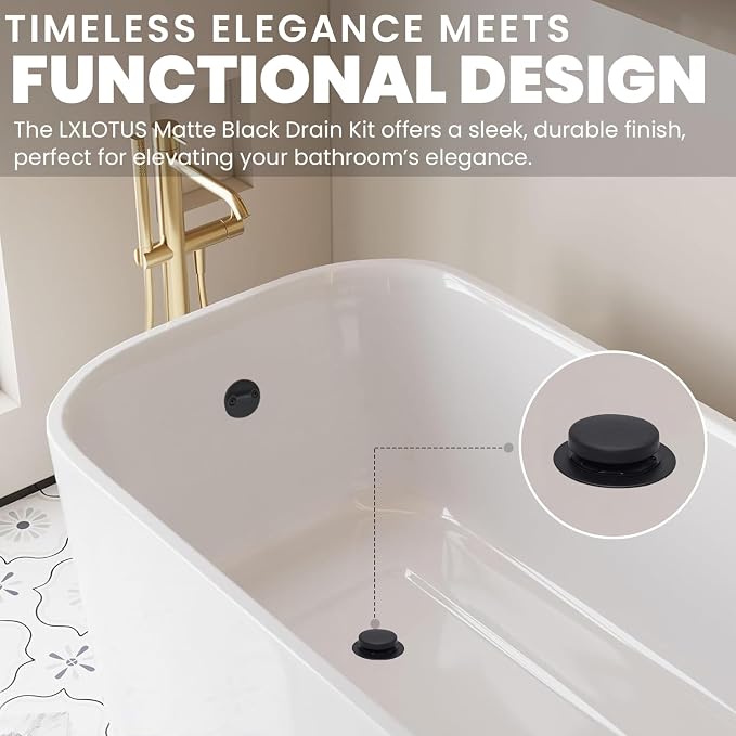 LXLTOUS Matte Black Toe Tap Bathtub Trim Set - Image 6