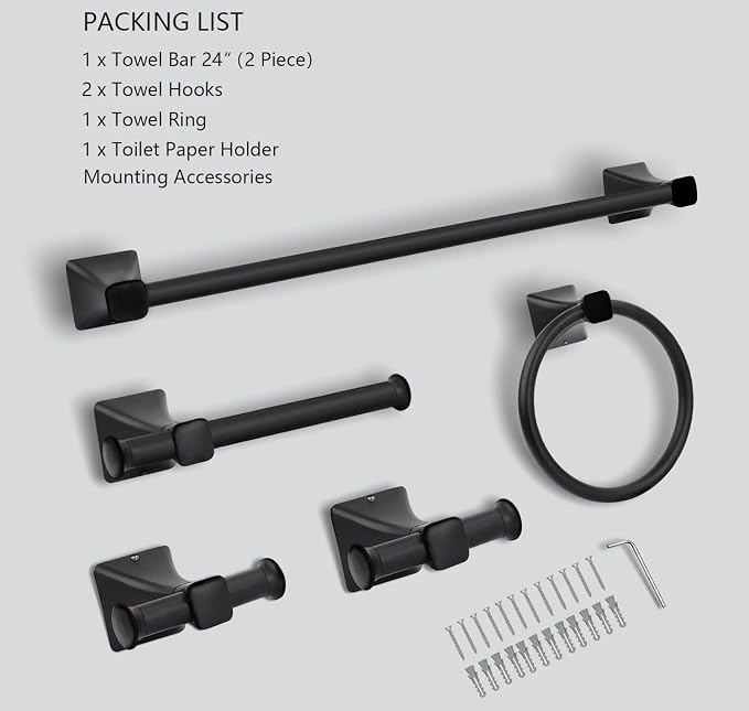 5 Piece Bathroom Hardware Accessories Set, SUS304 Stainless Steel Bath Towel - Image 6