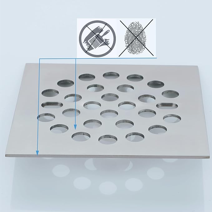 RRAJJ Square Improve 4-1/4 Inch Screw-in Shower Floor Drain Grate Strainer - Image 2