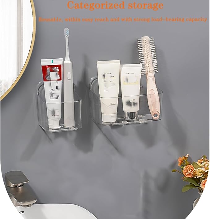 2pcs Adhesive Wall Mount Organizer Box, Acrylic Shelves - Image 9