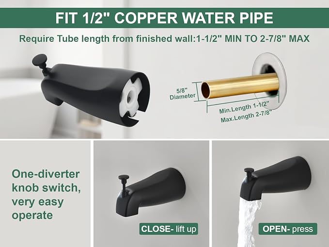 2 Handles Tub Shower Faucet Set Shower System - Image 6