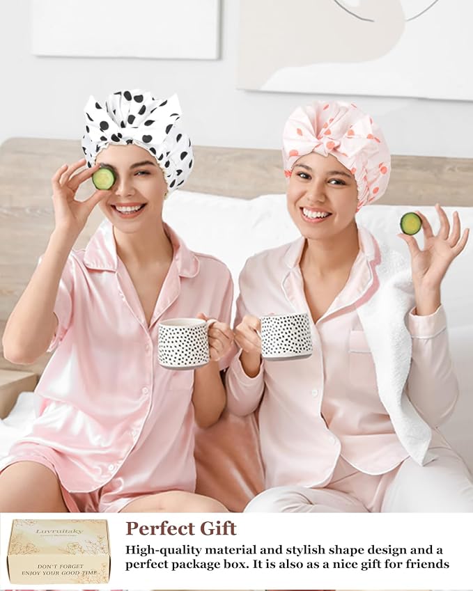 Shower Cap Luxury Shower Caps for Women Reusable Waterproof Large Hair Cap for - Image 5