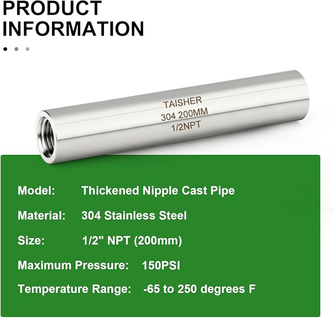 TAISHER 2PCS Stainless Steel Pipe Fittings, 1/2" NPT Female x 1/2" NPT Female - Image 5