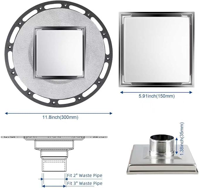 6-Inch Square Shower Drain Kit - Image 2