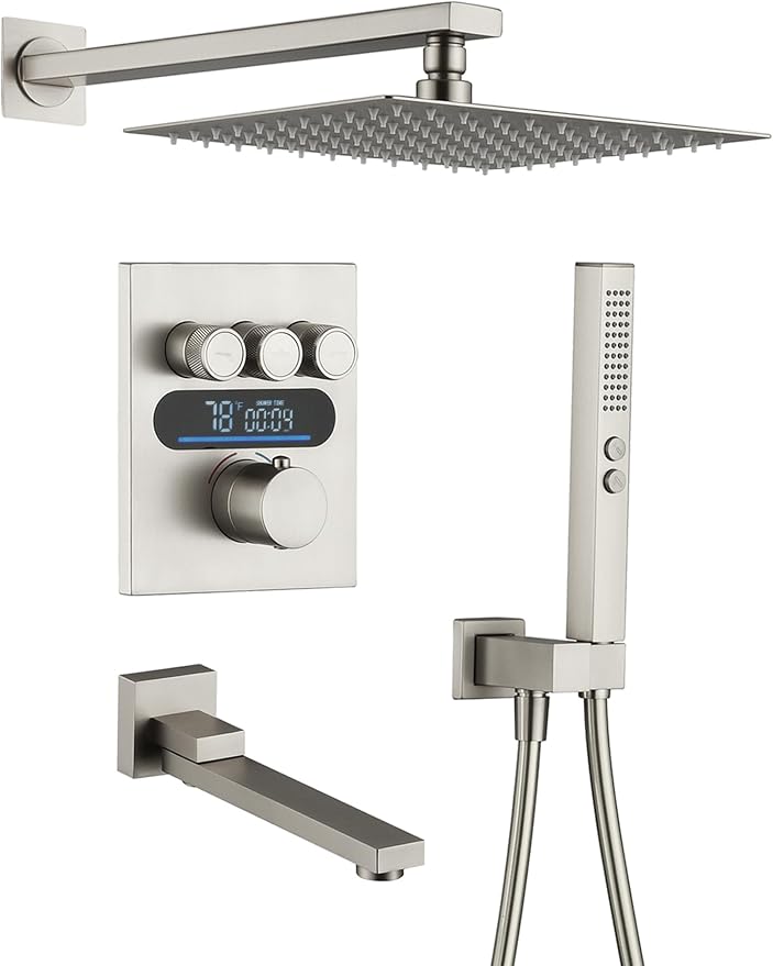 Lefton Shower System in Fahrenheit Display, 10” Overhead Shower Head by LeftonSanitary